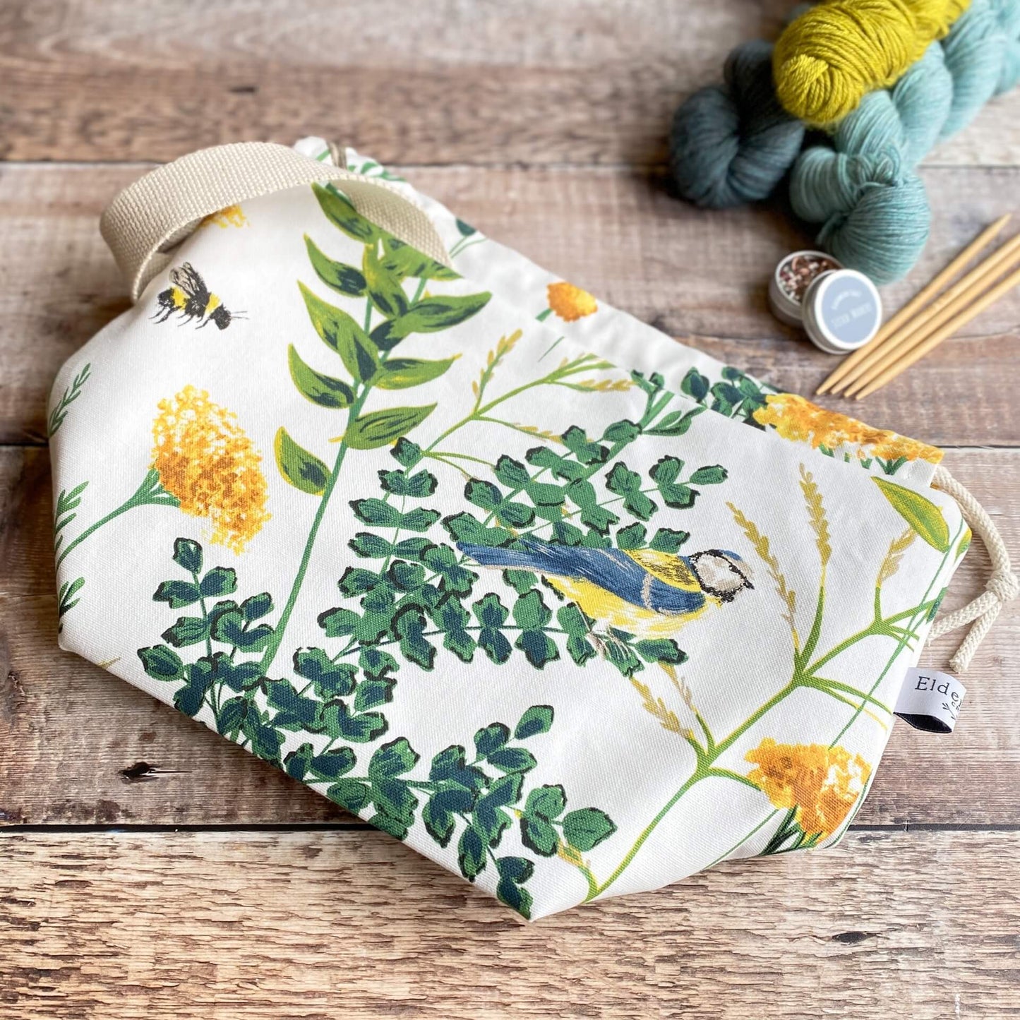 Midi Drawstring Knitting Project Bag - Gardenia
