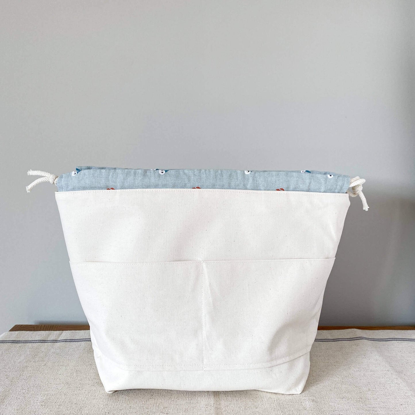Large drawstring knitting project bag - Gardenia