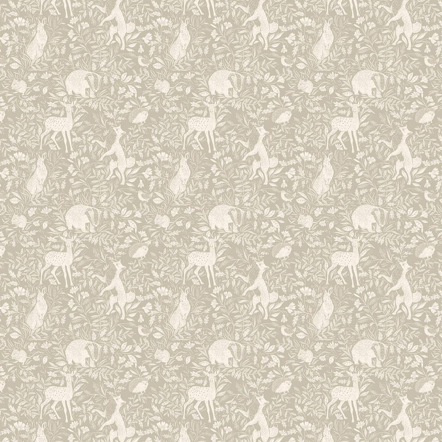 A fabric swatch of a linen coloured countryside themed fabric. This fabric will make a range of project bags for Eldenwood Craft.