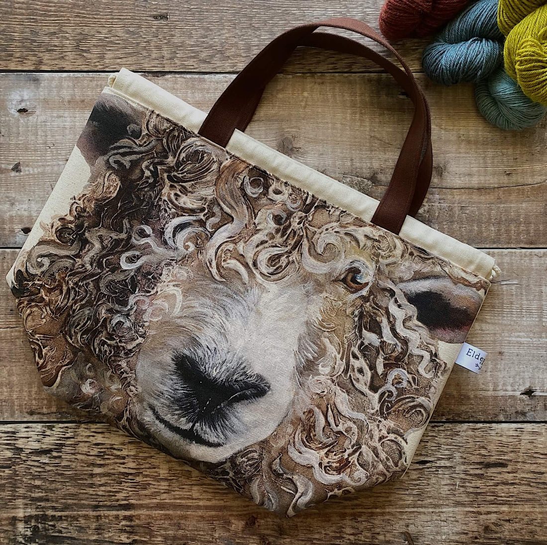The iconic sheep knitting project bag from Eldenwood Craft