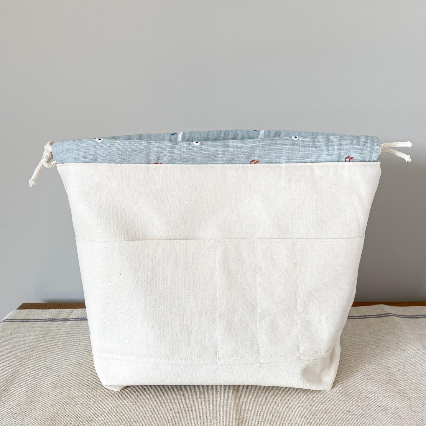 XL Drawstring Knitting Project Bag - Teal Meadow