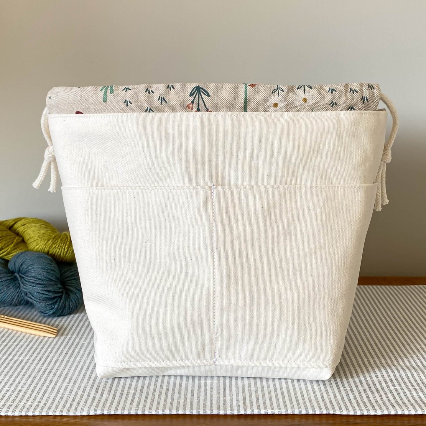 Midi zipped knitting project bag - Cottage Garden